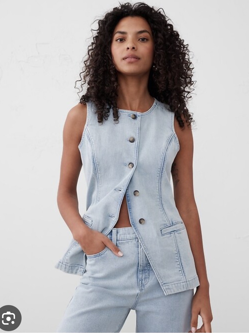 Banana Republic Long Cutaway Denim Vest